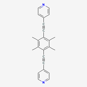 Chemical structure of 4,4'-((2,3,5,6-Tetramethyl-1,4-phenylene)bis(ethyne-2,1-diyl))dipyridine
