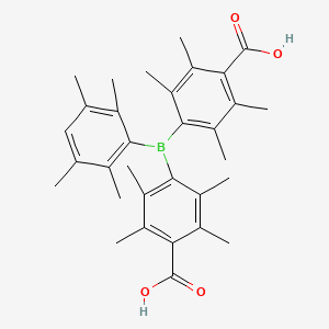 Chemical structure of 4,4'-((2,3,5,6-Tetramethylphenyl)boranediyl)bis(2,3,5,6-tetramethylbenzoicacid)