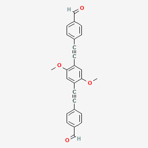 Chemical structure of 4,4'-((2,5-Dimethoxy-1,4-phenylene)bis(ethyne-2,1-diyl))dibenzaldehyde