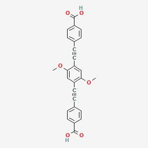 Chemical structure of 4,4'-((2,5-Dimethoxy-1,4-phenylene)bis(ethyne-2,1-diyl))dibenzoic acid