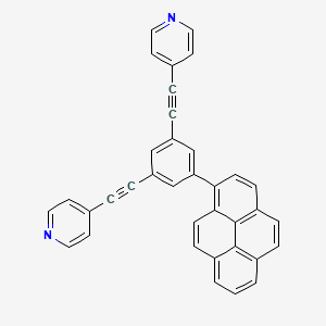 Chemical structure of 4,4'-((5-(Pyren-1-yl)-1,3-phenylene)bis(ethyne-2,1-diyl))dipyridine
