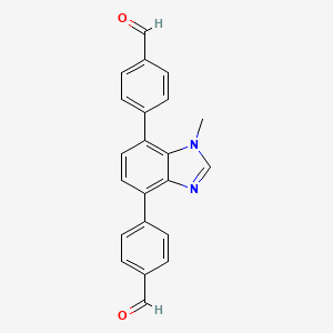 Chemical structure of 4,4'-(1-Methyl-1H-benzo[d]imidazole-4,7-diyl)dibenzaldehyde
