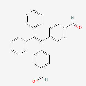 Chemical structure of 4,4'-(2,2-Diphenylethene-1,1-diyl)dibenzaldehyde