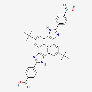 Chemical structure of 4,4'-(2,8-Di-tert-butyl-4,10-dihydropyreno[4,5-d:9,10-d']diimidazole-5,11-diyl)dibenzoic acid