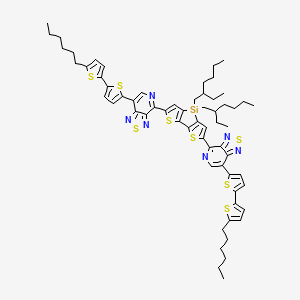 Chemical structure of 4,4'-(4,4-Bis(2-ethylhexyl)-4H-silolo[3,2-b:4,5-b']dithiophene-2,6-diyl)bis(7-(5'-hexyl-[2,2'-bithiophen]-5-yl)-[1,2,5]thiadiazolo[3,4-c]pyridine)