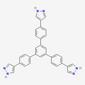 Chemical structure of 4,4'-(5'-(4-(1H-Pyrazol-4-yl)phenyl)-[1,1':3',1''-terphenyl]-4,4''-diyl)bis(1H-pyrazole)