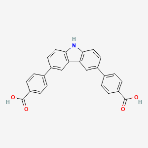 Chemical structure of 4,4'-(9H-carbazole-3,6-diyl)dibenzoic acid
