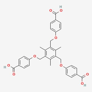Chemical structure of 4,4',4''-(((2,4,6-Trimethylbenzene-1,3,5-triyl)tris(methylene))tris(oxy))tribenzoic acid