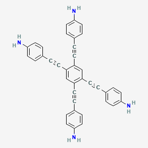 Chemical structure of 4,4',4''-((4'-Amino-[1,1'-biphenyl]-2,4,5-triyl)tris(ethyne-2,1-diyl))trianiline