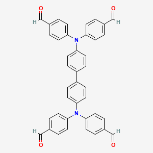 Chemical structure of 4,4',4'',4'''-([1,1'-Biphenyl]-4,4'-diylbis(azanetriyl))tetrabenzaldehyde