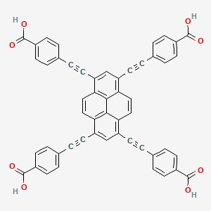 Chemical structure of 4,4',4'',4'''-(1,3,6,8-Pyrenetetrayltetra-2,1-ethynediyl)tetrakis benzoic acid