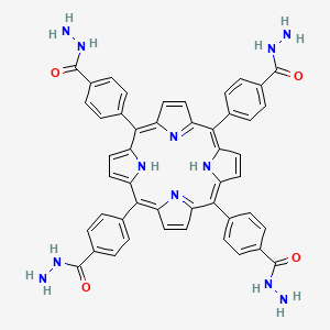 Chemical structure of 4,4',4'',4'''-(Porphyrin-5,10,15,20-tetrayl)tetra(benzohydrazide)