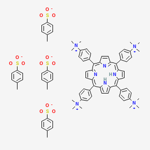 Chemical structure of 4,4',4'',4'''-(Porphyrin-5,10,15,20-tetrayl)tetrakis(N,N,N-trimethylbenzenaminium) 4-methylbenzenesulfonate