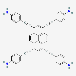 Chemical structure of 4,4',4'',4'''-(Pyrene-1,3,6,8-tetrayltetrakis(ethyne-2,1-diyl))tetraaniline