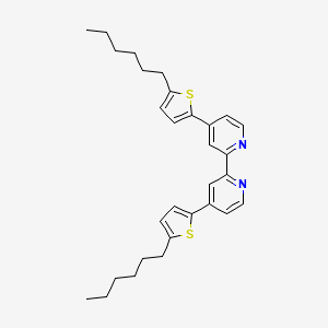 Chemical structure of 4,4'-Bis(5-hexyl-2-thienyl)-2,2'-bipyridyl