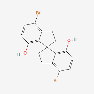 Chemical structure of 4,4'-Dibromo-2,2',3,3'-tetrahydro-1,1'-spirobi[indene]-7,7'-diol