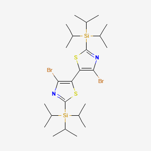 Chemical structure of 4,4'-Dibromo-2,2'-bis(triisopropylsilyl)-5,5'-bithiazole