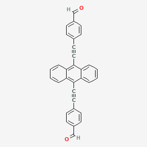 Chemical structure of 4,4-(Anthracene-9,10-diylbis(ethyne-2,1-diyl))dibenzaldehyde