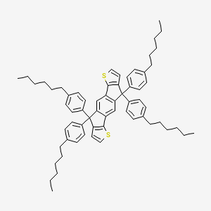 Chemical structure of 4,4,9,9-Tetrakis(4-hexylphenyl)-4,9-dihydro-s-indaceno[1,2-b:5,6-b']dithiophene