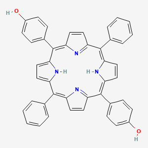 Chemical structure of 5,15-Diphenyl-10,20-bis(4-hydroxyphenyl)-21H,23H-porphyrin