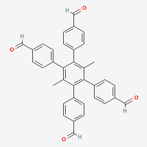 Chemical structure of 4,5-Bis(4-formylphenyl)-3,6-dimethyl-[1,1:2,1-terphenyl]-4,4-dicarbaldehyde