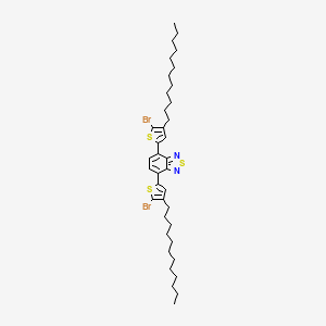 Chemical structure of 4,7-Bis(5-bromo-4-dodecyl-2-thienyl)-2,1,3-benzothiadiazole