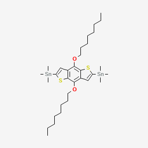 Chemical structure of 4,8-Bis(n-octyloxy)-2,6-bis(trimethylstannyl)-benzo[1,2-b:4,5-b']dithiophene