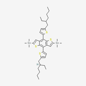 Chemical structure of 4,8-Bis[5-(2-ethylhexyl)thiophen-2-yl]-2,6-bis(trimethylstannyl)-benzo[1,2-b:4,5-b']dithiophene