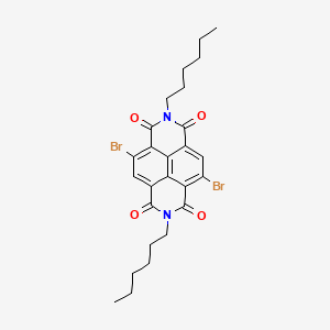 Chemical structure of 4,9-Dibromo-2,7-dihexylbenzo[lmn][3,8]phenanthroline-1,3,6,8(2H,7H)-tetraone