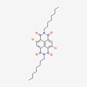 Chemical structure of 4,9-Dibromo-2,7-dioctylbenzo[lmn][3,8]phenanthroline-1,3,6,8(2H,7H)-tetrone