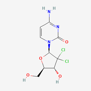 Chemical structure of 4-Amino-1-((2R,4R,5R)-3,3-dichloro-4-hydroxy-5-(hydroxymethyl)tetrahydrofuran-2-yl)pyrimidin-2(1H)-one