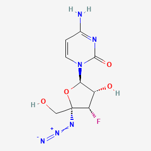 Chemical structure of 4-Amino-1-[(2R,3S,4S,5R)-5-azido-4-fluoro-3-hydroxy-5-(hydroxymethyl)tetrahydrofuran-2-yl]pyrimidin-2-one