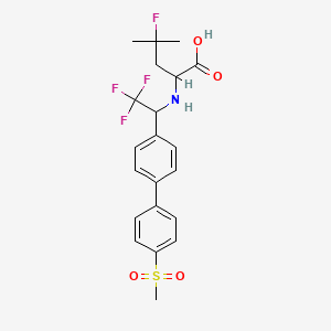 Chemical structure of 4-Fluoro-4-methyl-2-(2,2,2-trifluoro-1-(4'-(methylsulfonyl)biphenyl-4-yl)ethylamino)pentanoic acid