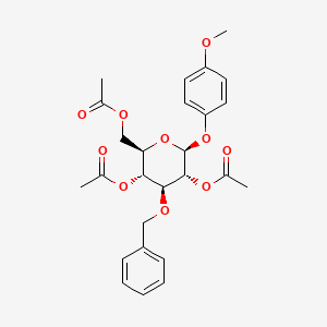 Chemical structure of 4-Methoxyphenyl 2,4,6-Tri-O-acetyl-3-O-benzyl-β-D-glucopyranoside