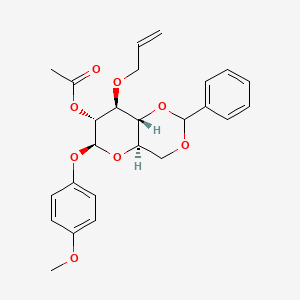 Chemical structure of 4-Methoxyphenyl 2-O-Acetyl-3-O-allyl-4,6-O-benzylidene-β-D-glucopyranoside