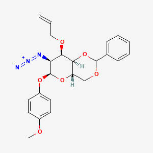 Chemical structure of 4-Methoxyphenyl 3-O-Allyl-2-azido-4,6-O-benzylidene-2-deoxy-β-D-galactopyranoside