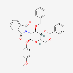 Chemical structure of 4-Methoxyphenyl 3-O-Benzyl-4,6-O-benzylidene-2-deoxy-2-phthalimido-β-D-glucopyranoside