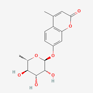 Chemical structure of 4-Methylumbelliferyl alpha-L-rhamnopyranoside