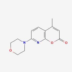 Chemical structure of 4-Methyl-7-morpholino-2H-pyrano[2,3-b]pyridin-2-one