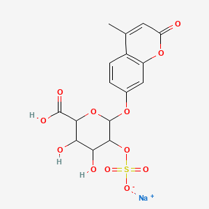 Chemical structure of 4-Methylumbelliferyl α-L-Idopyranosiduronic Acid 2-Sulfate Disodium Salt
