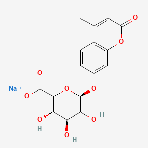 Chemical structure of 4-Methylumbelliferyl α-L-Idopyranosiduronic acid, Sodium Salt