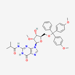 Chemical structure of 5'-?O-?[Bis(4-?methoxyphenyl)?phenylmethyl]?-?2'-?O-?methyl-?N-?(2-?methyl-?1-?oxopropyl)?guanosine
