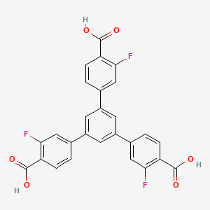 Chemical structure of 5'-(4-Carboxy-3-fluorophenyl)-3,3''-difluoro-[1,1':3',1''-terphenyl]-4,4''-dicarboxylicacid