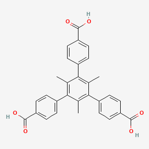Chemical structure of 5'-(4-Carboxyphenyl)-2',4',6'-trimethyl-[1,1':3',1''-terphenyl]-4,4''-dicarboxylic acid