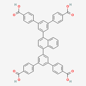 Chemical structure of 5',5''''-(Naphthalene-1,4-diyl)bis(([1,1':3',1''-terphenyl]-4,4''-dicarboxylic acid))