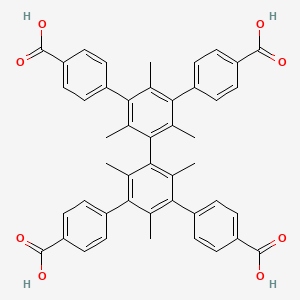 Chemical structure of 5',5''-Bis(4-carboxyphenyl)-2',2'',4',4'',6',6''-hexamethyl-[1,1':3',1'':3'',1'''-quaterphenyl]-4,4'''-dicarboxylicacid