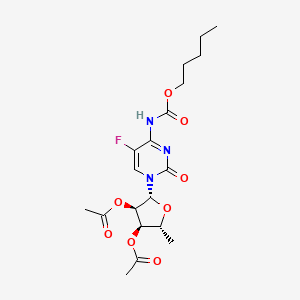 Chemical structure of 5'-Deoxy-5-fluoro-N-[(pentyloxy)carbonyl]cytidine 2',3'-diacetate