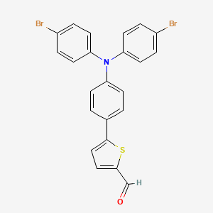 Chemical structure of 5-(4-(Bis(4-bromophenyl)amino)phenyl)thiophene-2-carbaldehyde