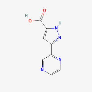 Chemical structure of 5-Pyrazin-2-yl-1H-pyrazole-3-carboxylic acid