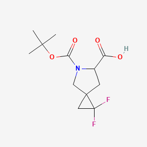 Chemical structure of 5-(tert-Butoxycarbonyl)-1,1-difluoro-5-azaspiro[2.4]heptane-6-carboxylic acid